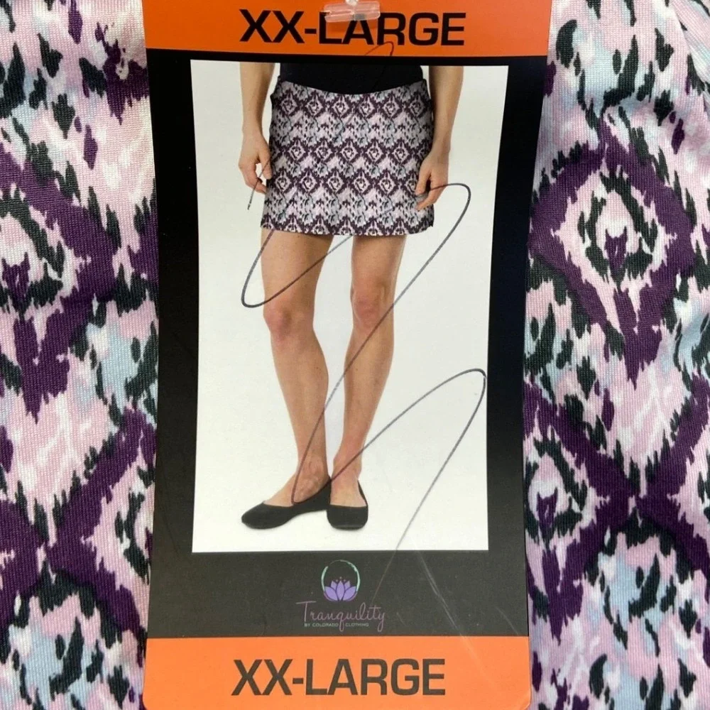 Tranquility by Colorado Clothing Womens XXL Purple Ikat Diamond Active Skort NWT